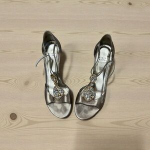 Stuart Weitzman Silver Embellished Heels